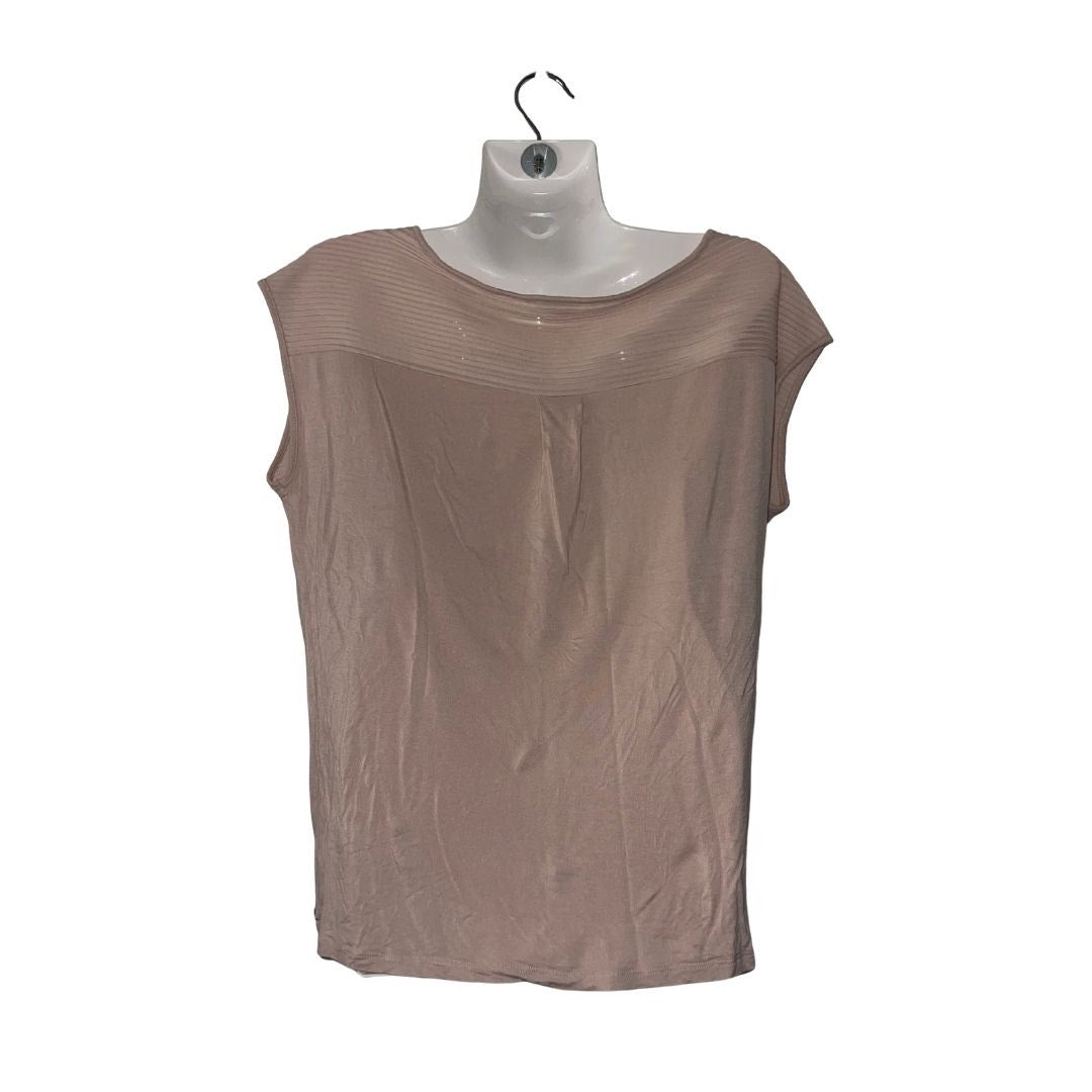 Calvin Klein Top Cap Sleeves Blush Pink Size Small Ruche Neckline Casual