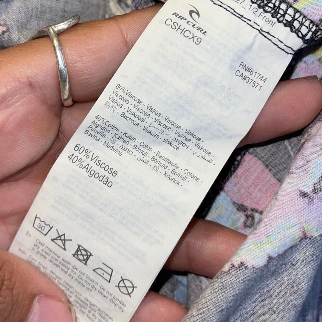 Rip Curl Glitch Short Sleeve Shirt Novelty Palm Leaf Pattern XXL Beachy Hawaiian