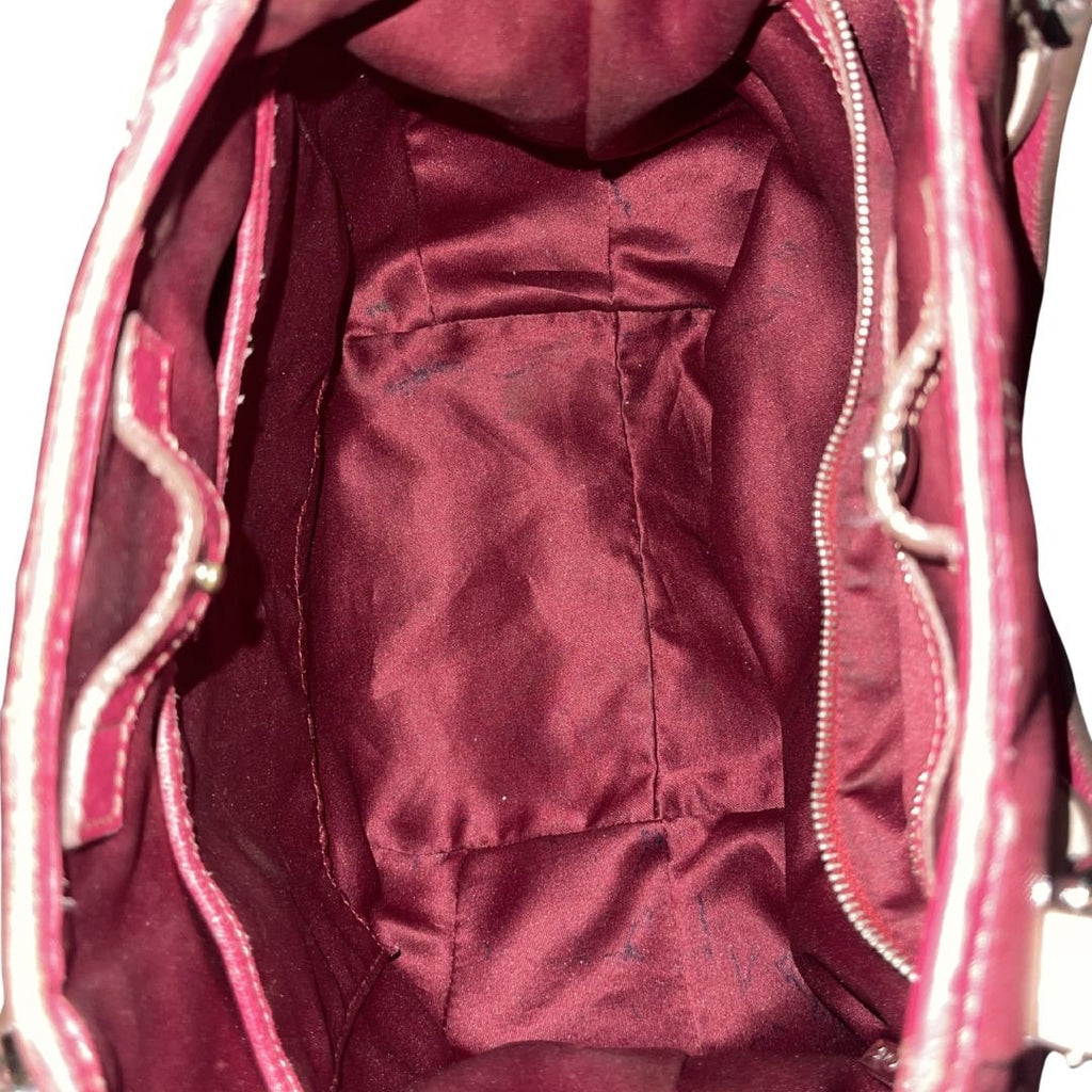 Tod's G-Line Sacca Piccola Red Coated Canvas Hobo Bag Crossbody Quiet Luxury