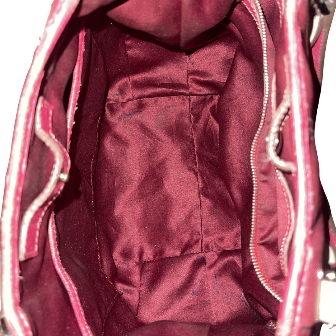 Tod's G-Line Sacca Piccola Red Coated Canvas Hobo Bag Crossbody Quiet Luxury