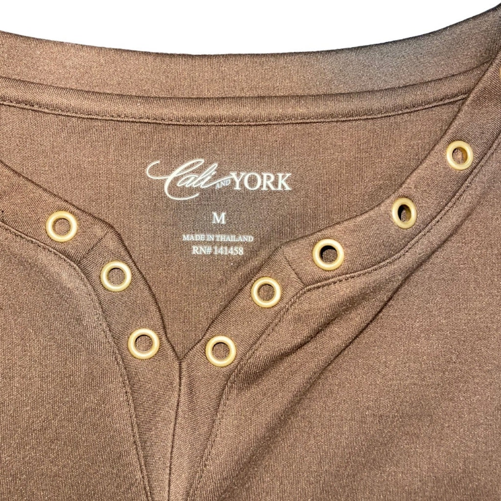 Cali and York Brown Top Size Medium Casual Office Blouse