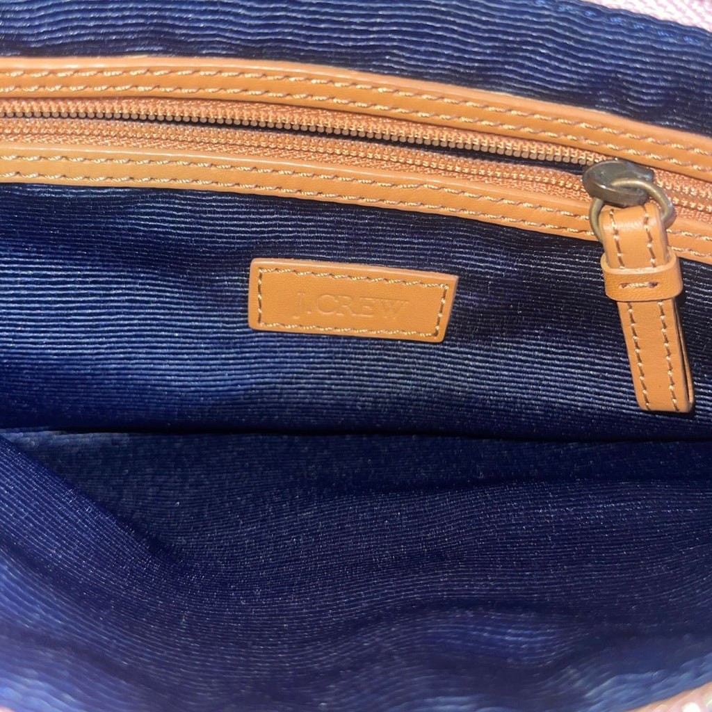 J.Crew Silk Pink Striped Chain Strap Purse Handbag Small Preppy Casual