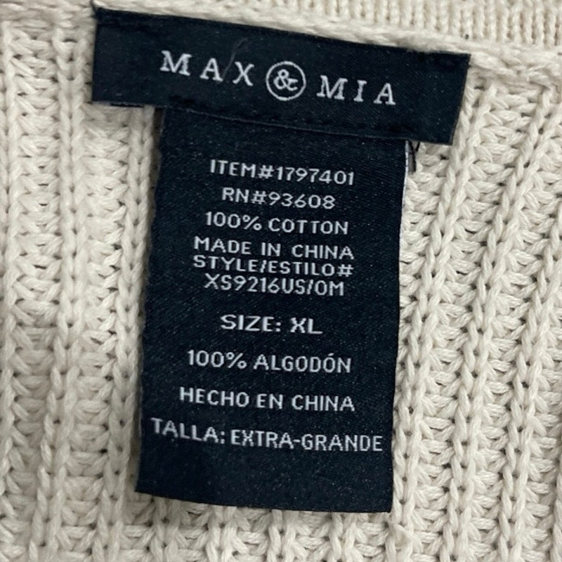 Max & Mia Open Front Chunky Knit Duster Pocket Cardigan SZ XL Lagenlook Boho