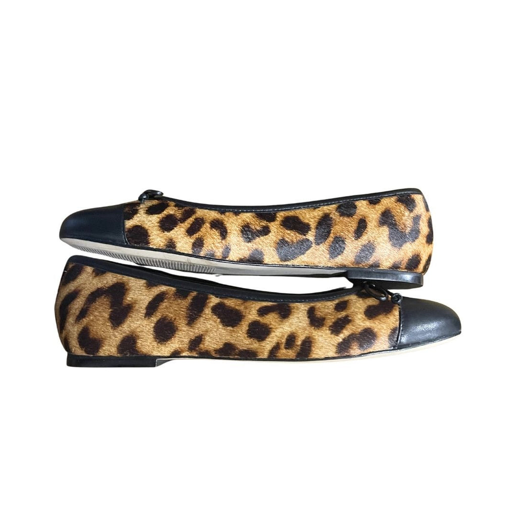 Talbots Blair Leopard Cap Toe Ballet Flats Shoes 100% Calf Hair 8.5 NWB