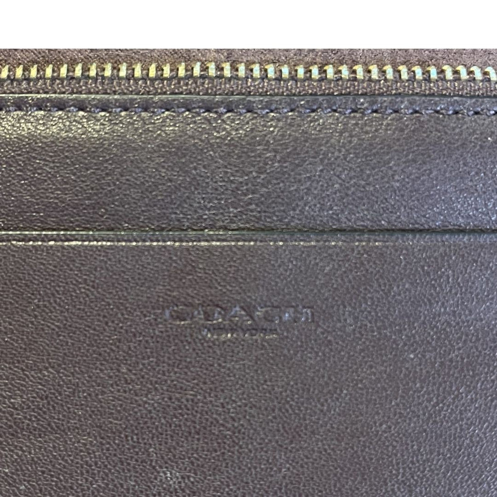 Vintage Coach Leather Dreamer Wallet Brown Slim Credit Card Bill Coin Zipper