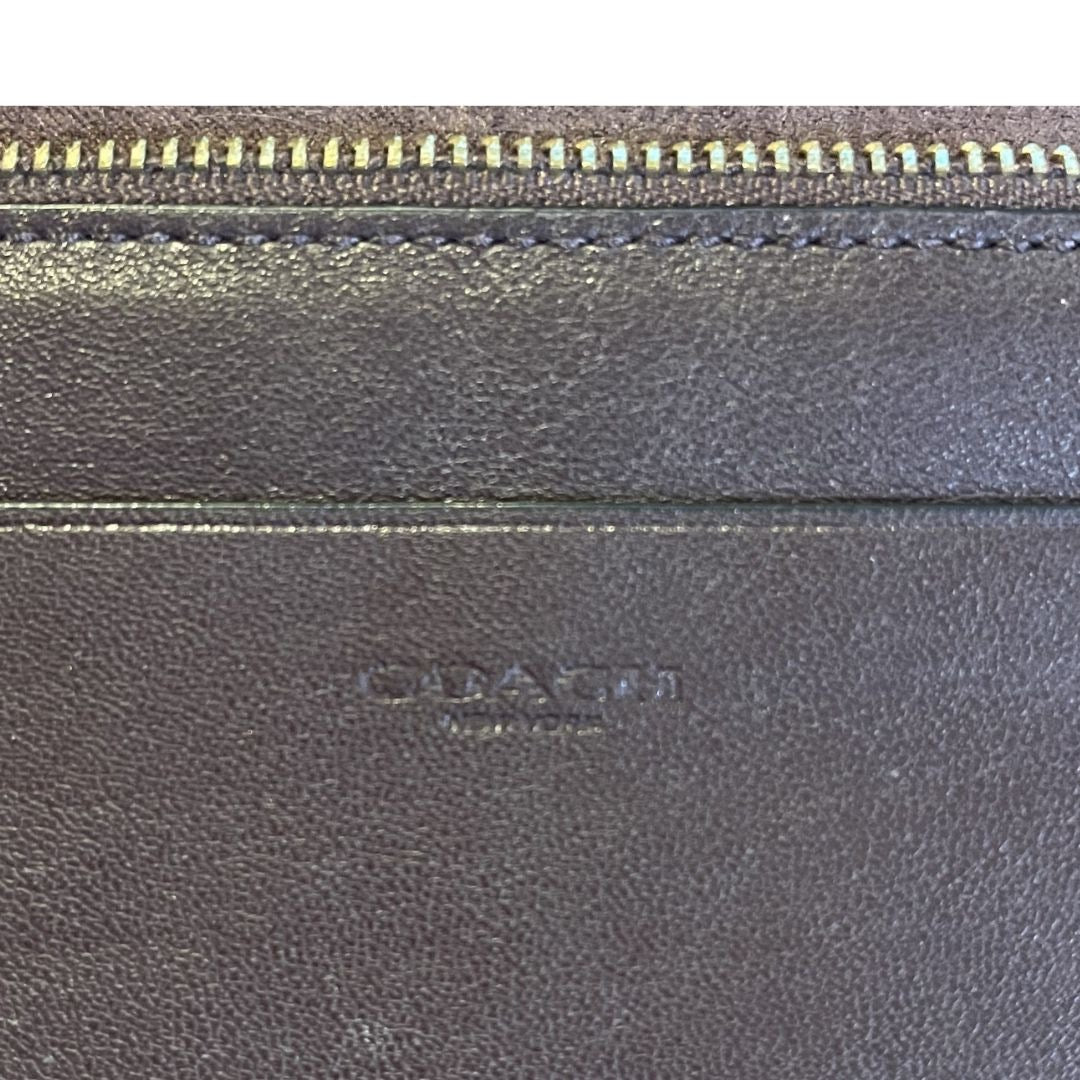 Vintage Coach Leather Dreamer Wallet Brown Slim Credit Card Bill Coin Zipper