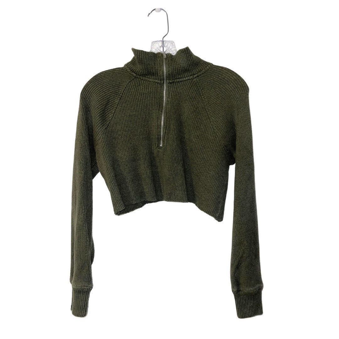 Who What Wear Cropped Hampton Rib Knit Sweater Size Medium 1/4 zip mock neck