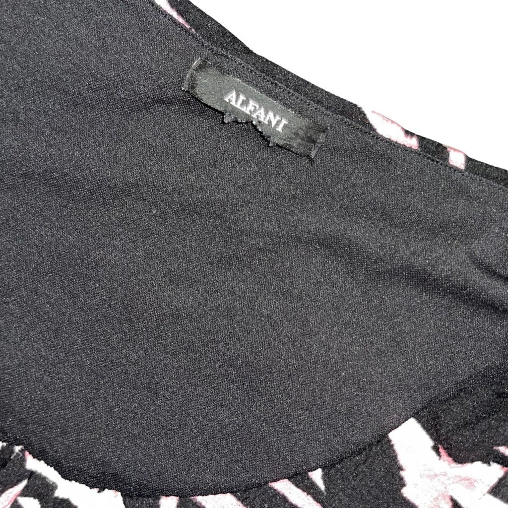 Alfani Pink Abstract Ruched Scoop Neckline Blouse Cap Sleeve Size Large