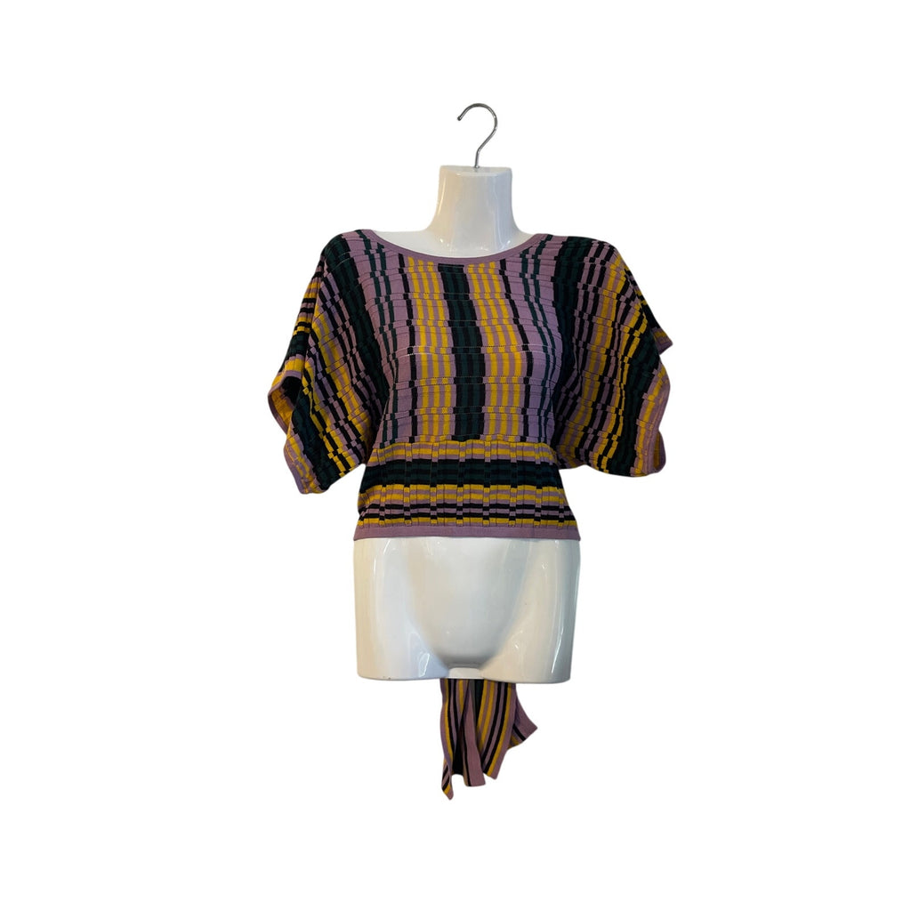 BCBGeneration Striped Crochet Knit Dolman Sleeves Top SZ M NWT Retro