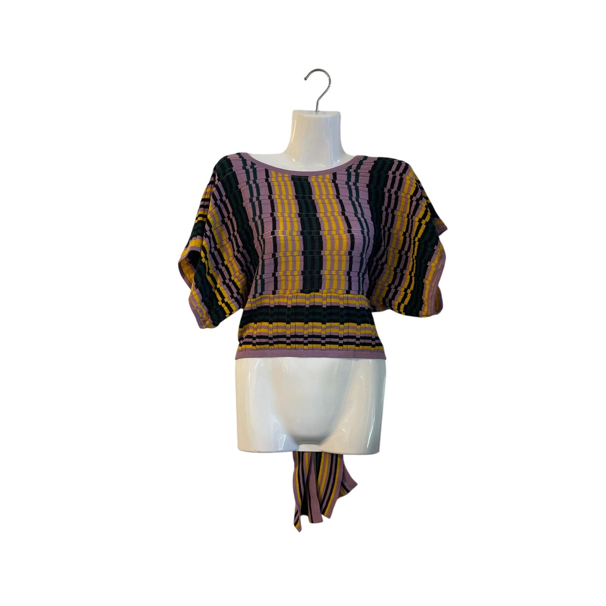 BCBGeneration Striped Crochet Knit Dolman Sleeves Top SZ M NWT Retro