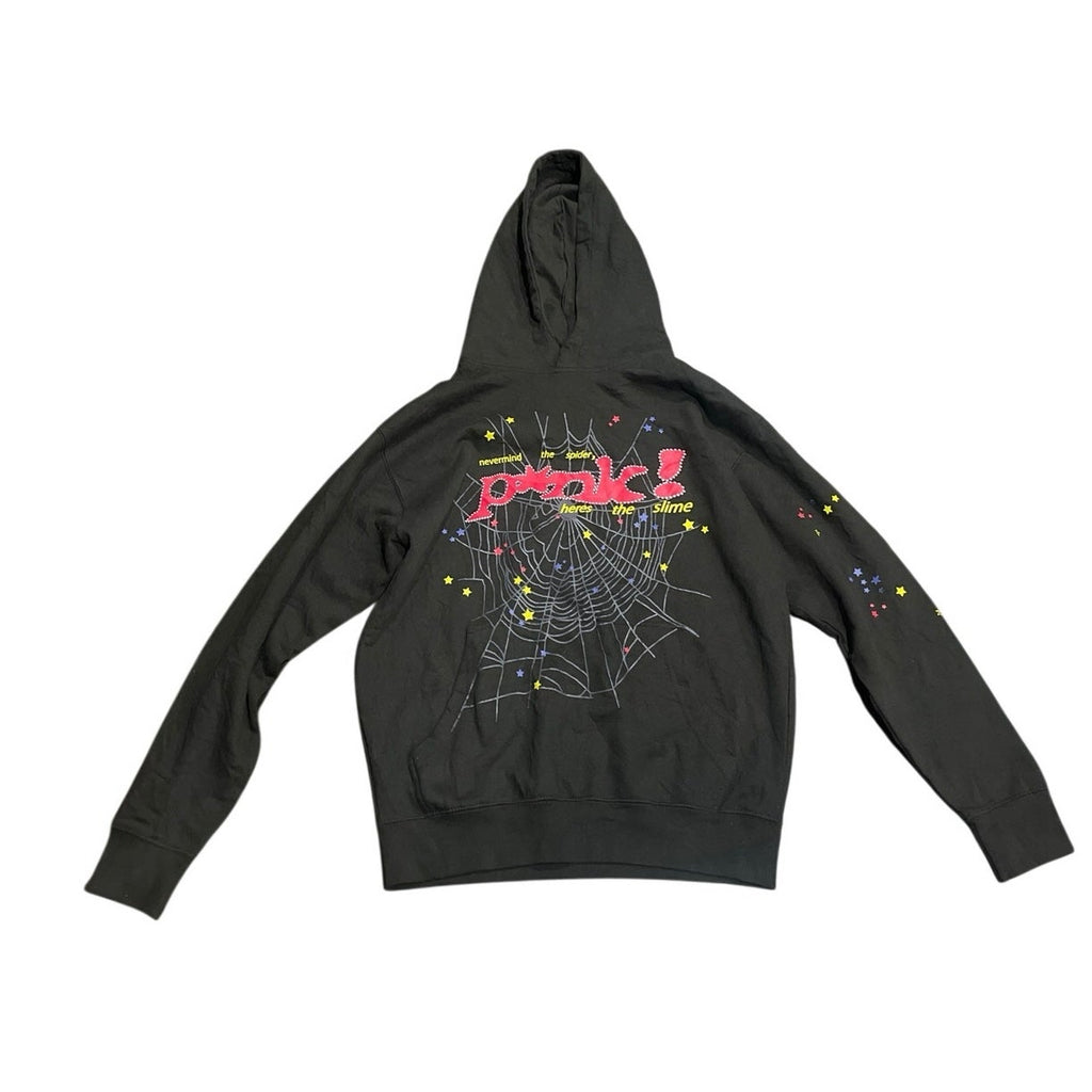 Black Sp5der Worldwide P*`nk! Pullover Hooded Sweater SZ M Activewear