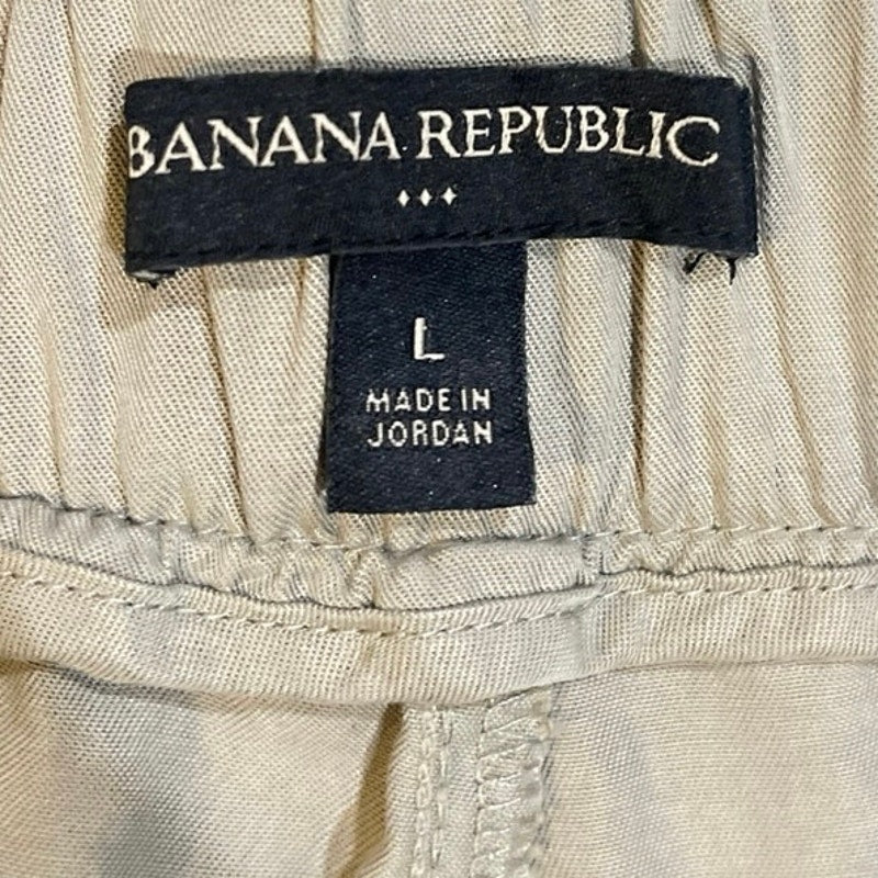 Banana Republic Drawstring Cargo Pants SZ L Zippered Utility Pockets Joggers