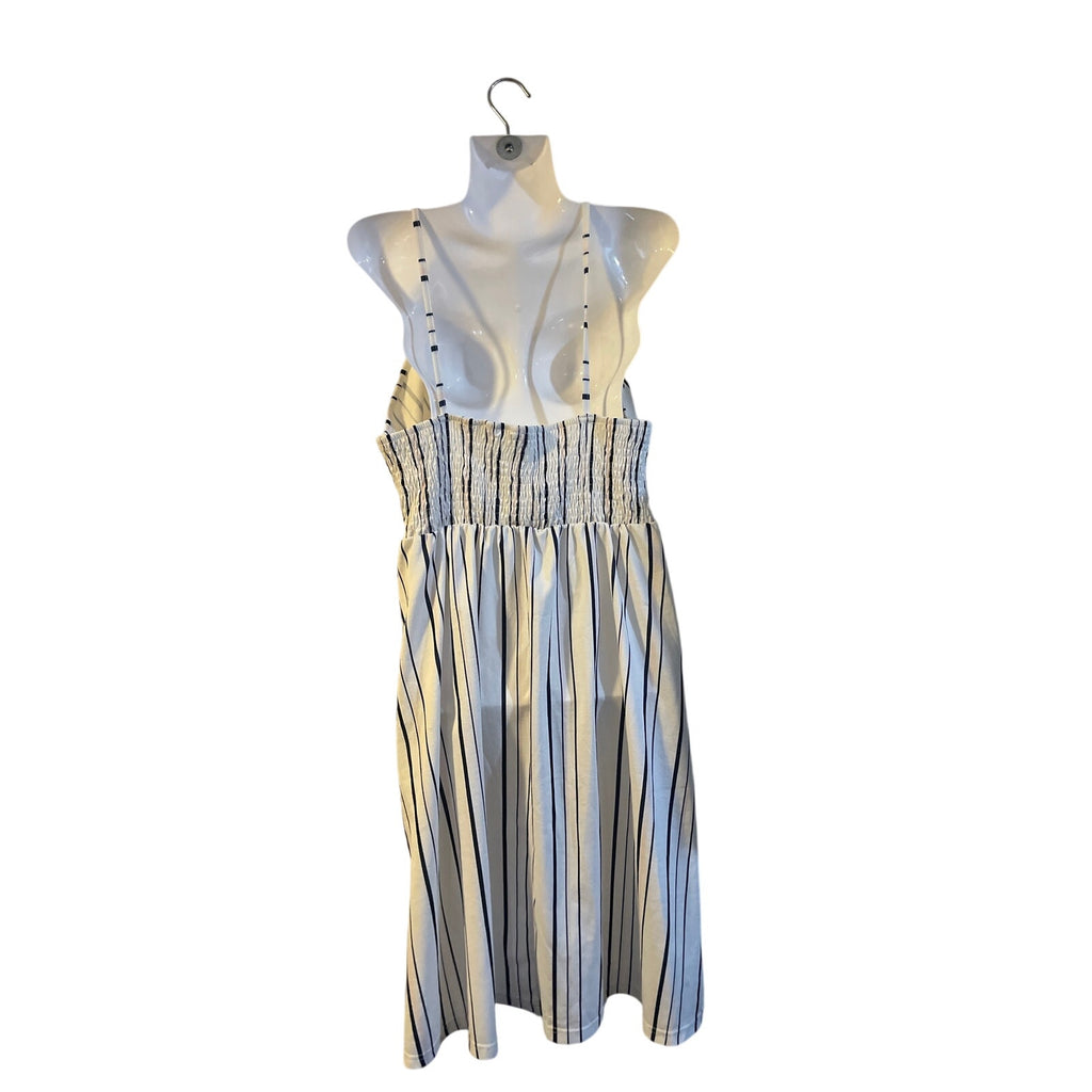 Shein Angashion Striped Spaghetti Strap Button Down Dress Boho Beach Resort