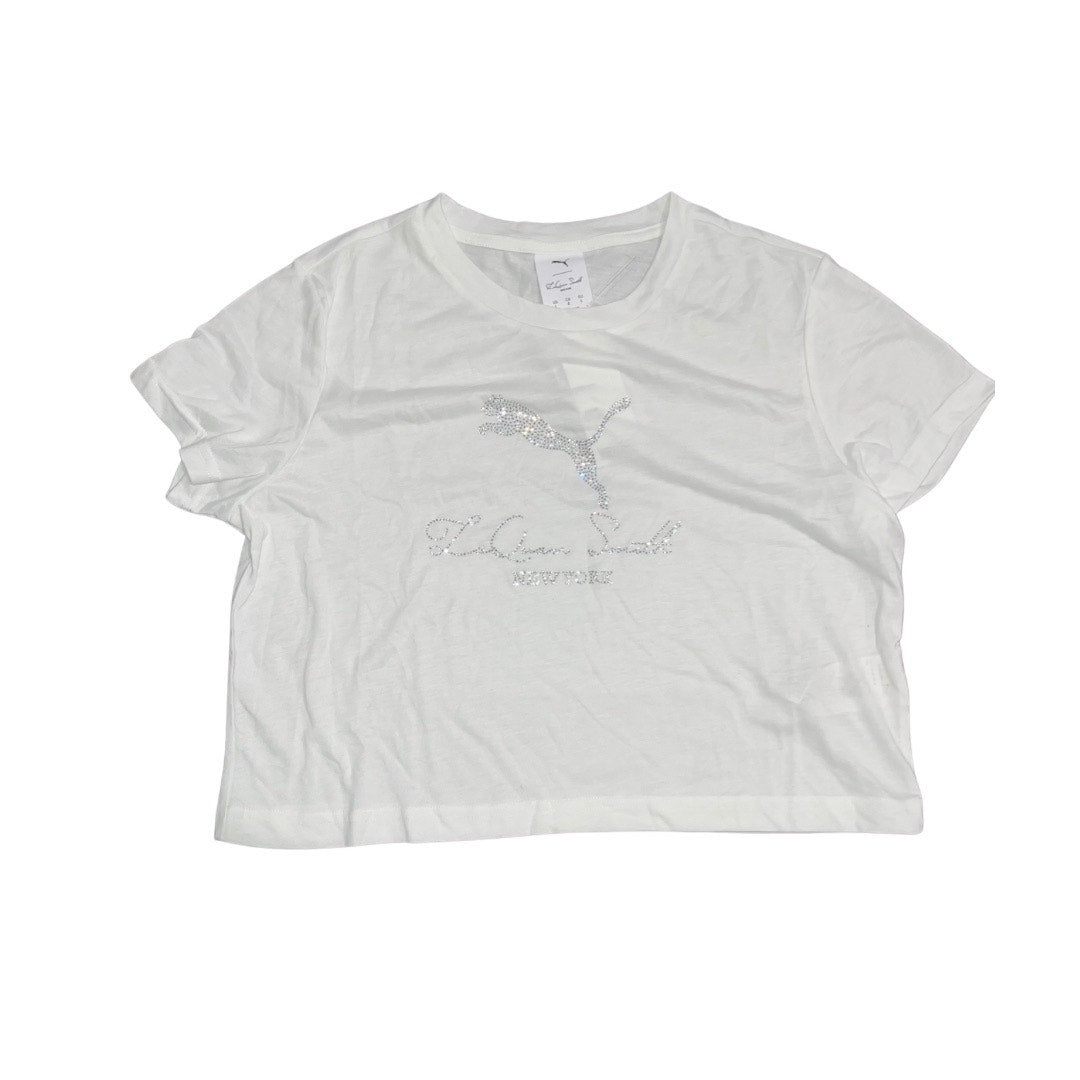 Puma Collaboration LaQuan Smith Women's Baby Tee White Size Large Rhinestone NWT