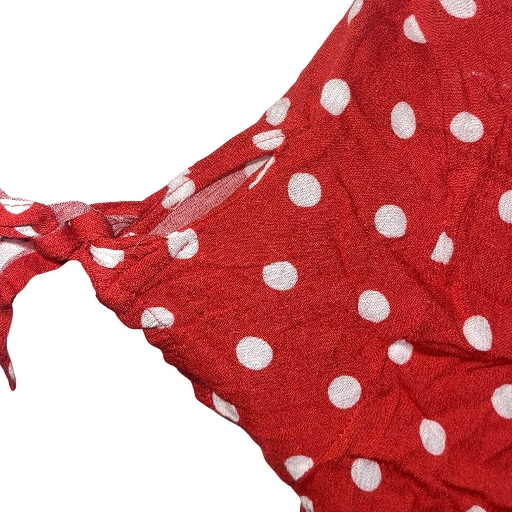 H&M Divided Red & White Polka Dot Wrap Midi Dress Size 2 NWT Rockabilly
