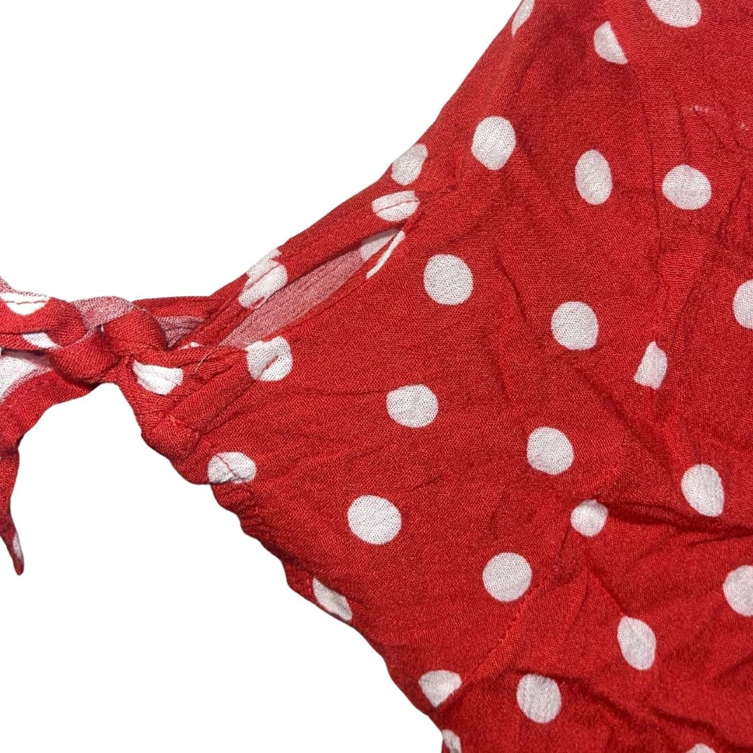 H&M Divided Red & White Polka Dot Wrap Midi Dress Size 2 NWT Rockabilly