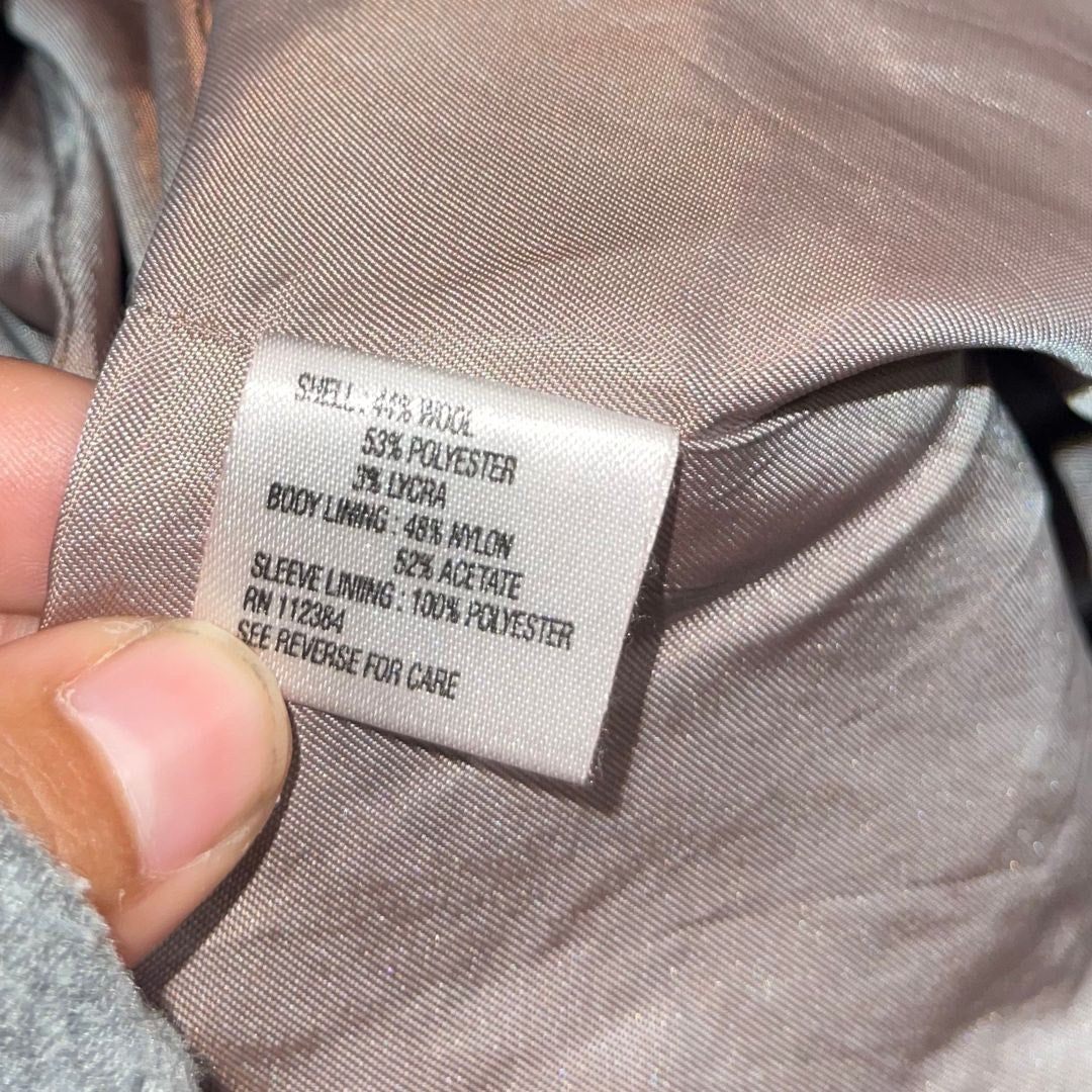 Calvin Klein One Button Long Blazer SZ 2 Wool Blend Career Professional Coat