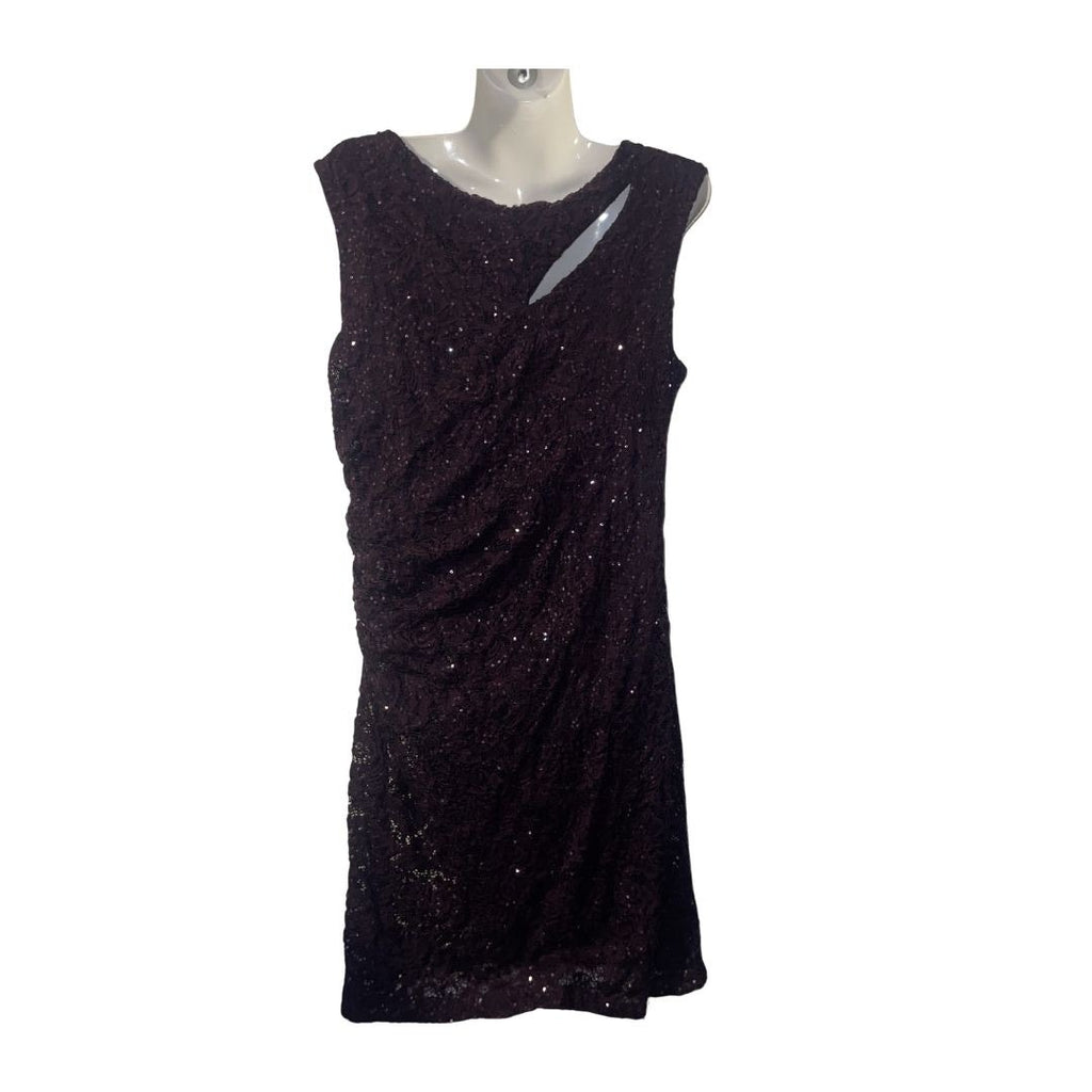 Scarlett Purple Sequin Ruched Dress Size 12 Special Occassion Wedding Eggplant