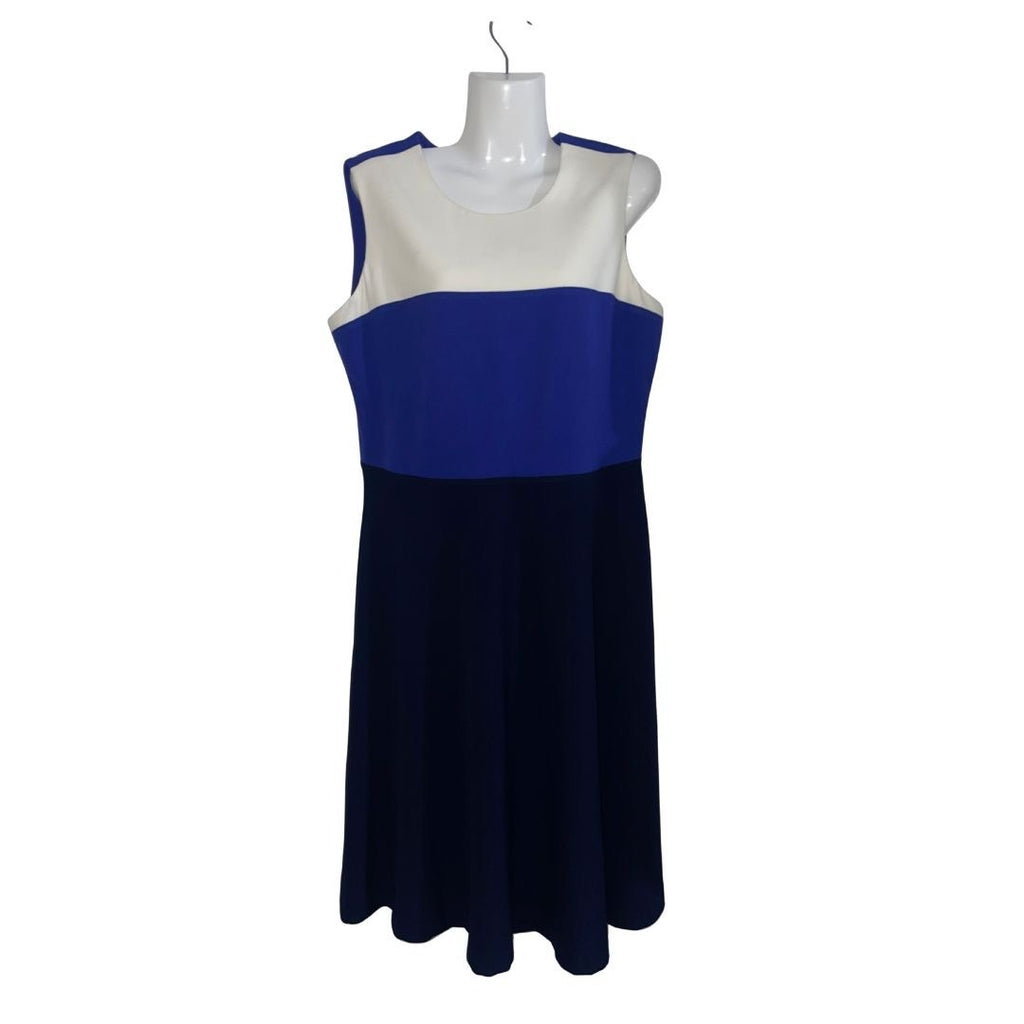 Talbots Color-block Tri-color A-Line Sleeveless Dress Size 12 Career Classic