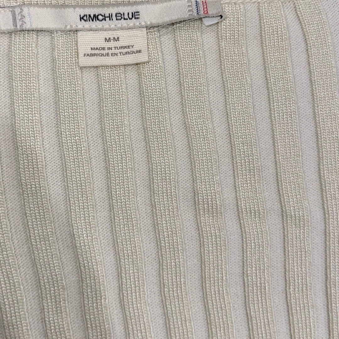 Kimchi Blue Ribbed Pointelle Button Crop Cardigan Size medium