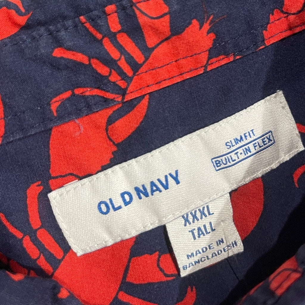 Old Navy Novelty Lobster Short Sleeve Slim Fit Shirt XXL Nautical Beach Vacation