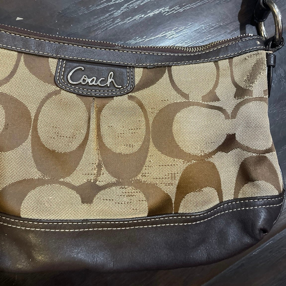 Coach Park Signature East West Duffle Canvas Brown Monogram Shoulder Bag Y2K