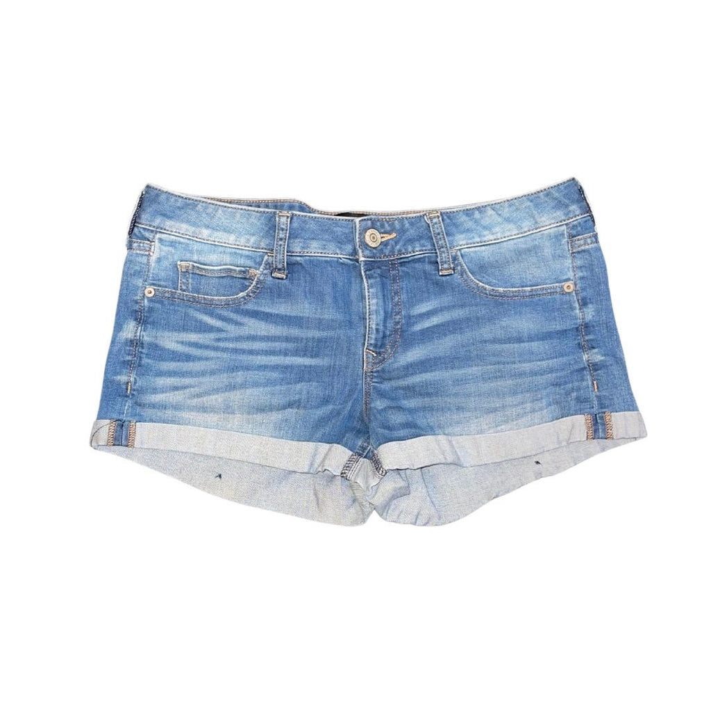 Express Mini Denim Jean Shorts Cuffed Hem Size 10 Festival Beach Cowgirl Y2K
