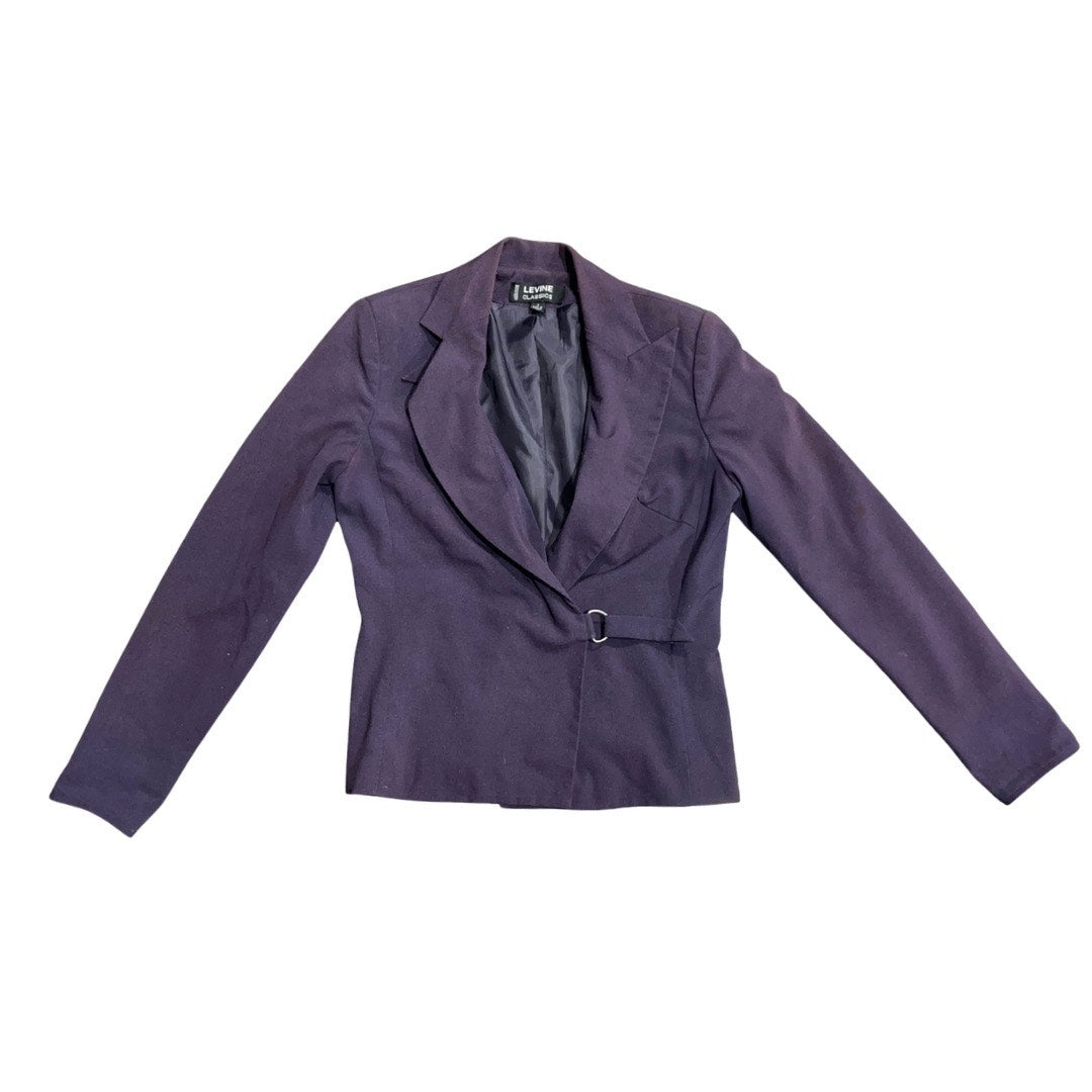 Levine Classics Larry Levine Women Purple Blazer Mock Belt Size 4 Career Office
