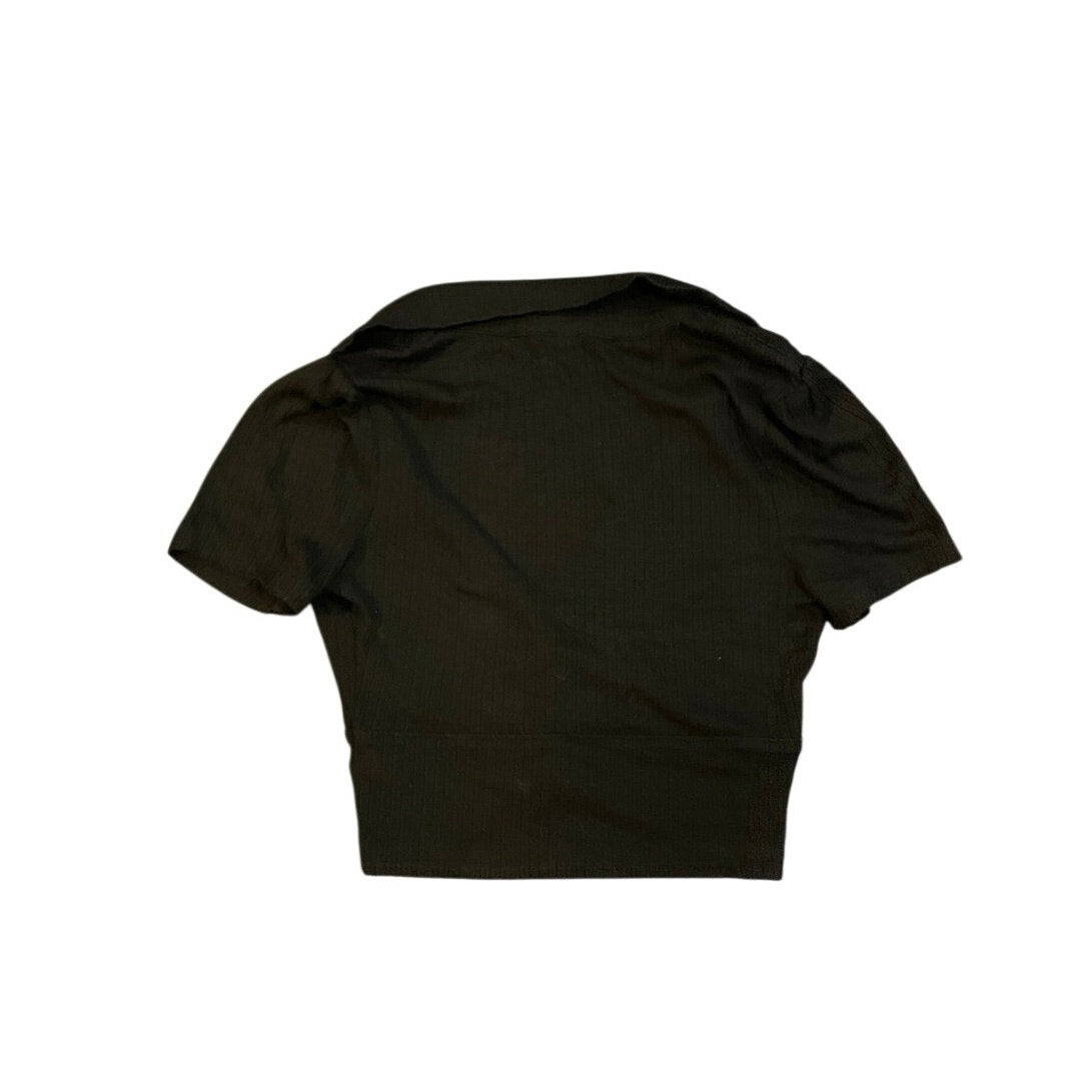 Free People Black Ribbed Knit Crop Top SZ S Y2K Trendy Casual Streetwear