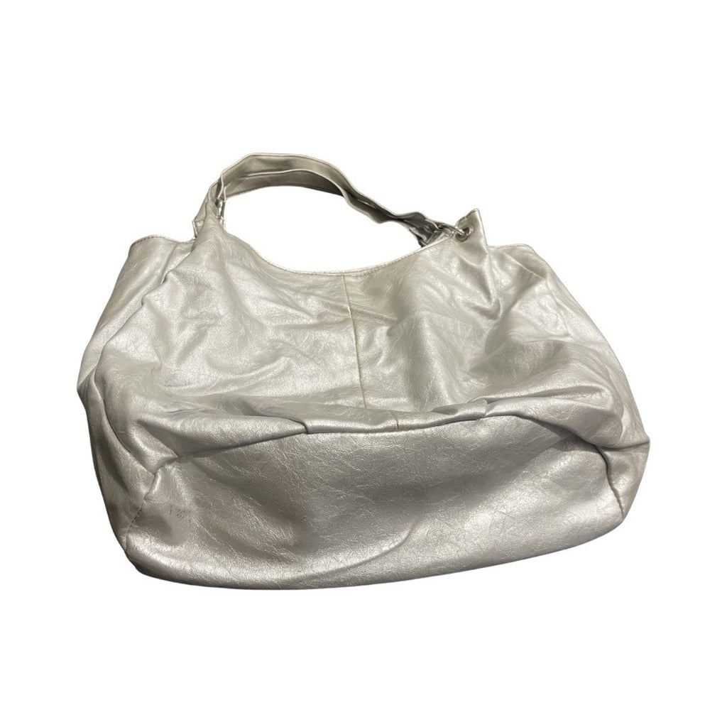 Nine West Metallic Hobo Shoulder Bag Faux Leather Slouchy Y2K Chic Boho
