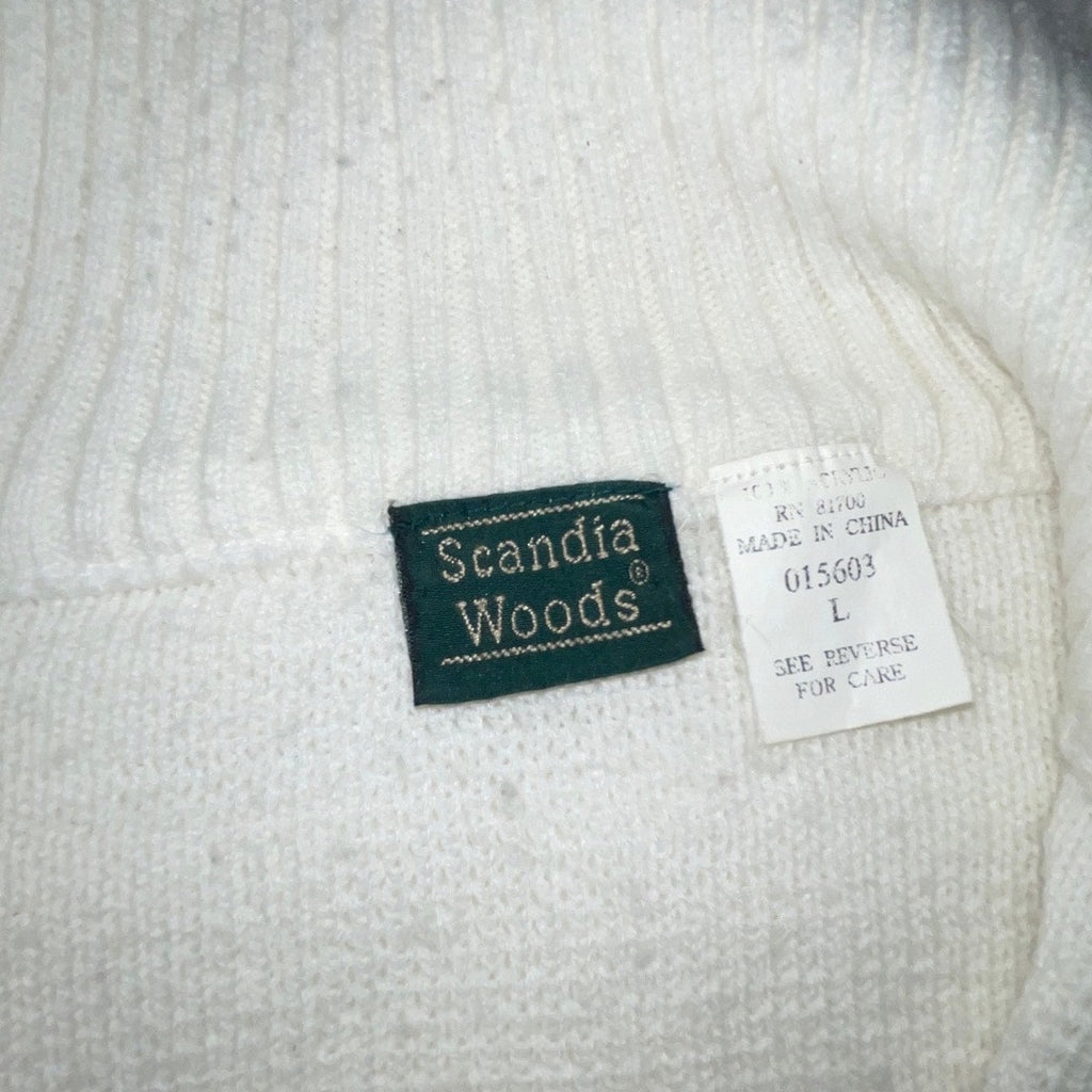 Scandia Woods Full Zip Cardigan Sweater Dear Size Large Winter Christmas Snow