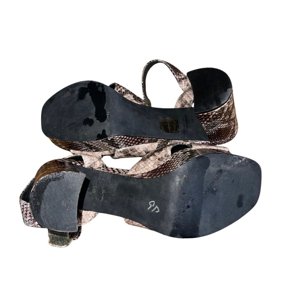 Jeffrey Campbell "Amma" Snake Print Platform Shoes Size 7.5 BLock Heel Open Toe