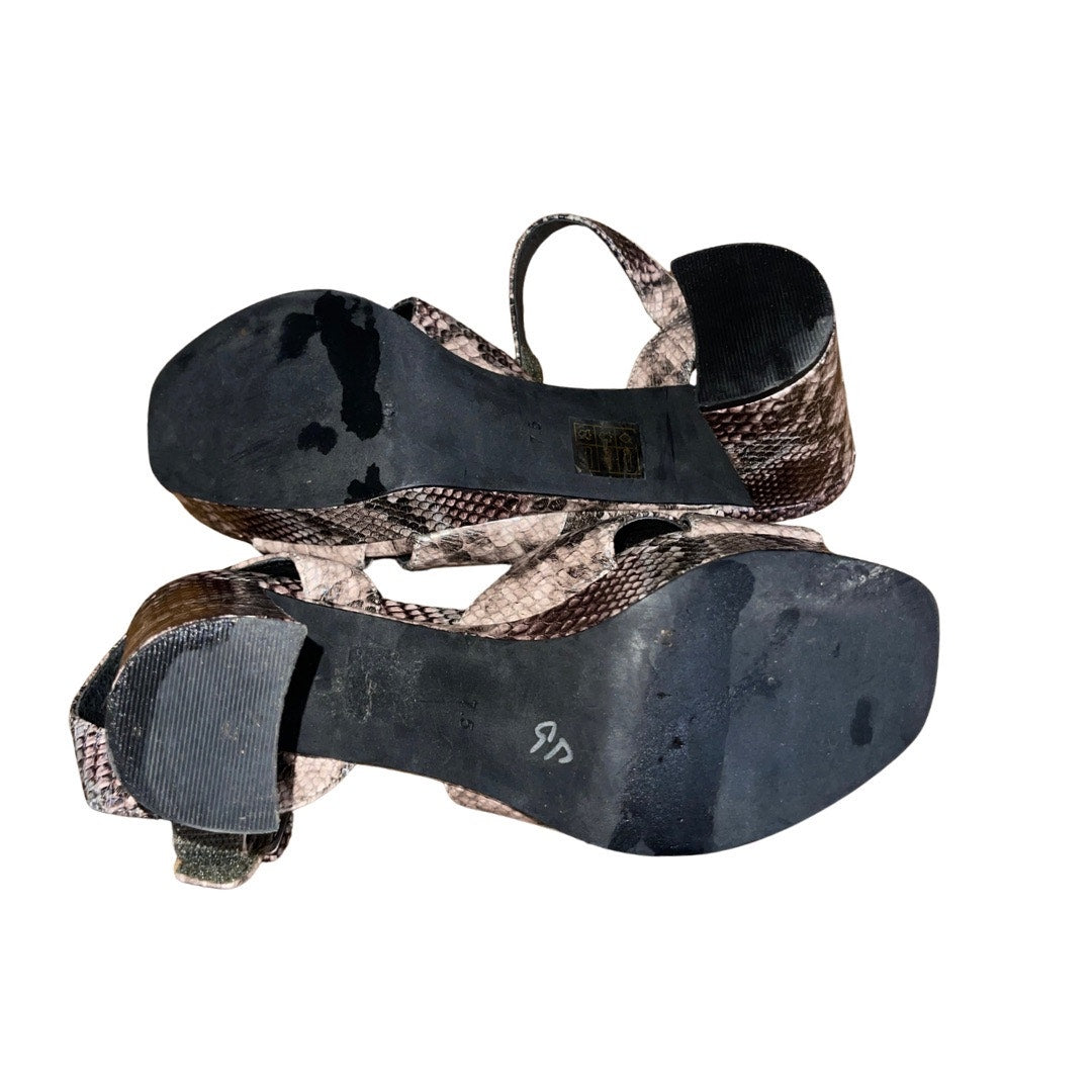 Jeffrey Campbell "Amma" Snake Print Platform Shoes Size 7.5 BLock Heel Open Toe