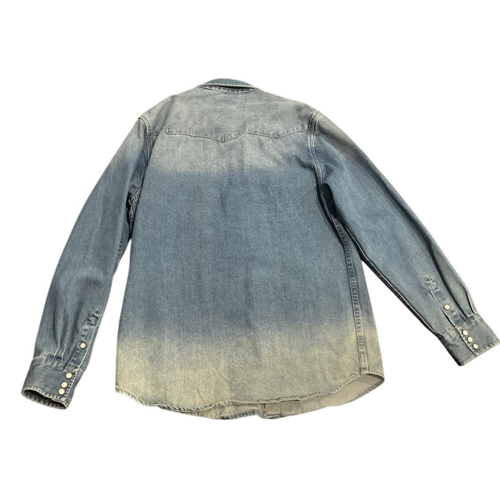 Non Stock Ranch Wear Heavyweight Denim Western Long Sleeve Snap Button Shirt XL