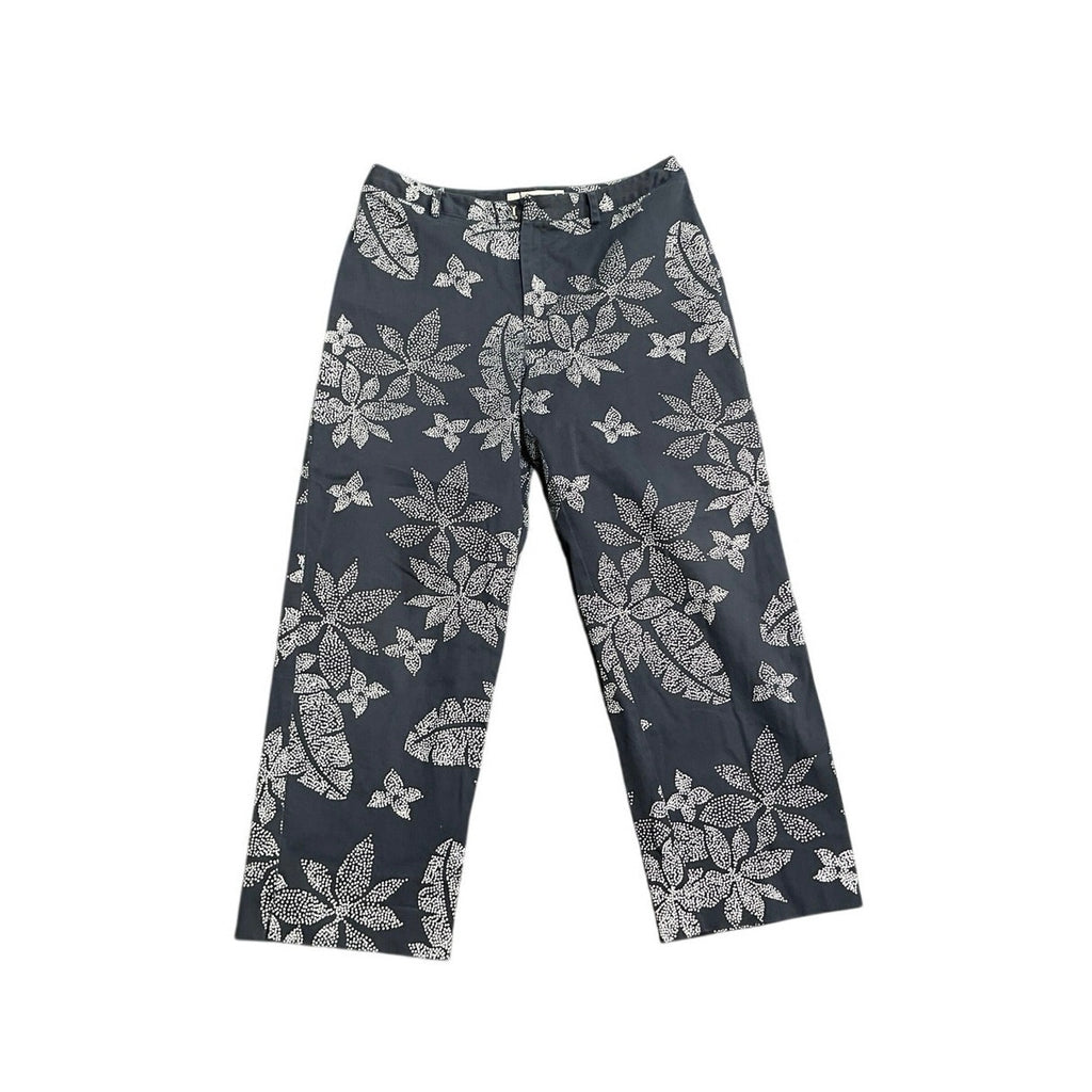 Evan-Picone Navy Blue Floral Stretch Capri Pants SZ 8 Resort Casual Wear