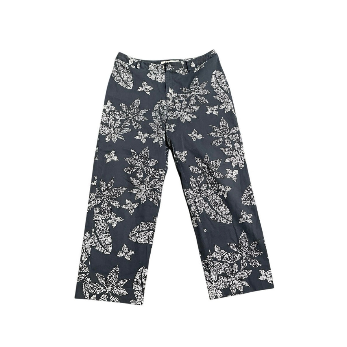 Evan-Picone Navy Blue Floral Stretch Capri Pants SZ 8 Resort Casual Wear