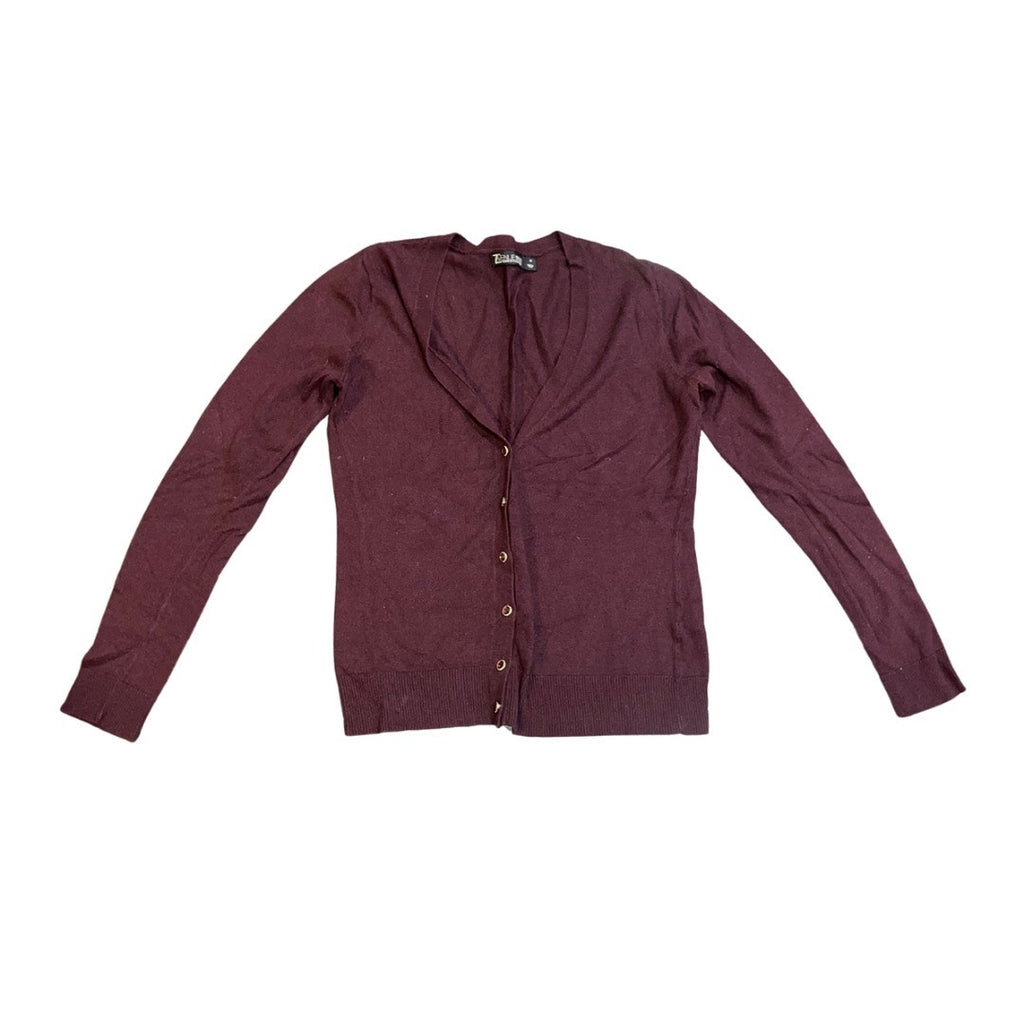 7th Avenue Burgundy Cardigan Sweater Size Medium Garnett Buttons Fall Holiday