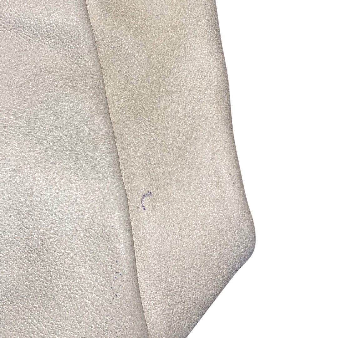 Banana Republic BR Logo Handbag Cow Leather Ivory Satchel Hobo Purse