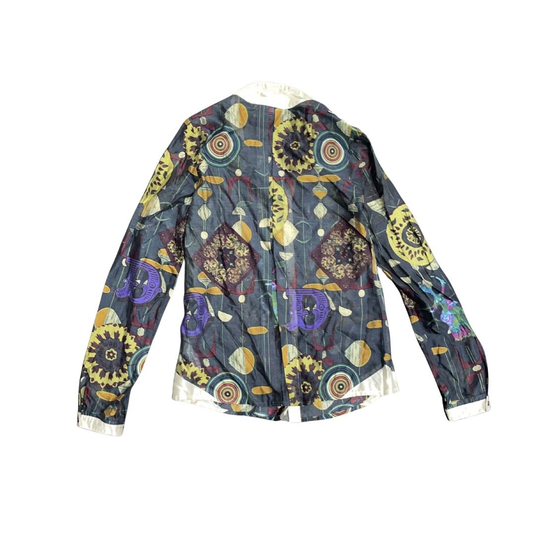 Desigual by Christian Lacroix Patchwork Long Sleeve Button up Blouse Boho Funky