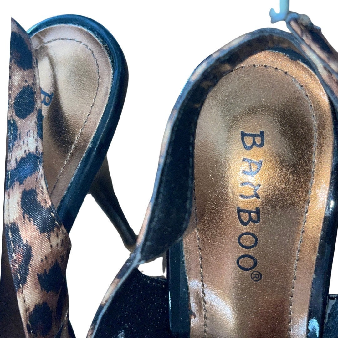 Bamboo Margarita Leopard Cheetah Slingback Heel Platform Pumps Size 6 Stiletto