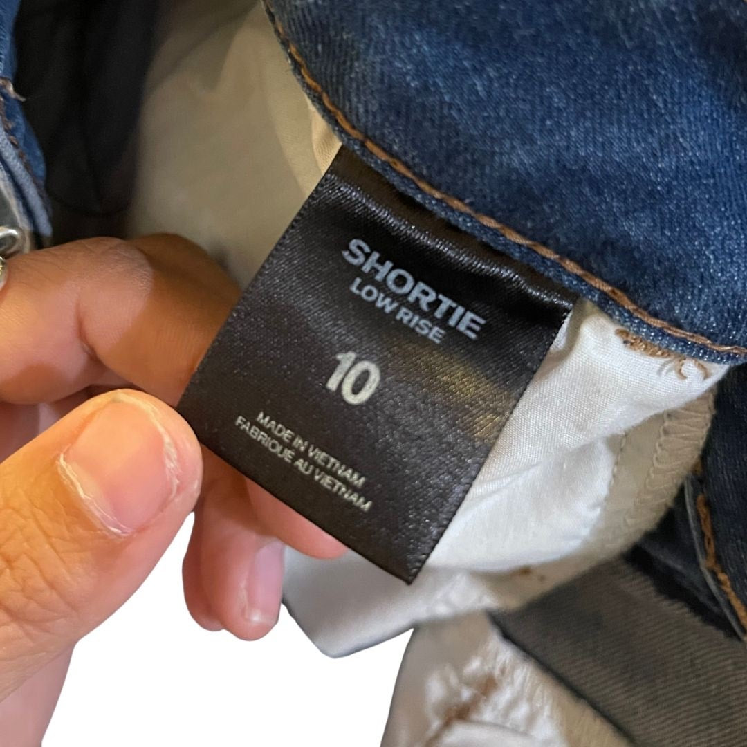 Express Mini Denim Jean Shorts Cuffed Hem Size 10 Festival Beach Cowgirl Y2K