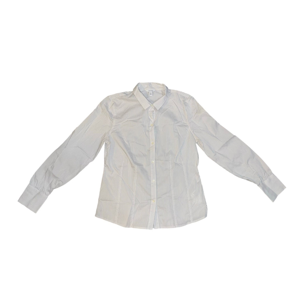 Calvin Klein Women Button up Collar long sleeve pinstripe Blouse