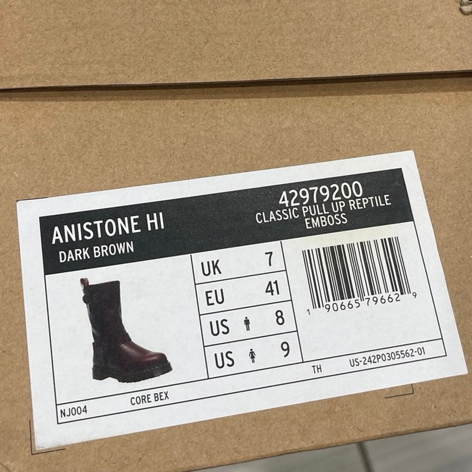 Dr. Martens Airwalk Anistone Hi Reptile Brown Leather Pull on Boots 9 Punk NWB