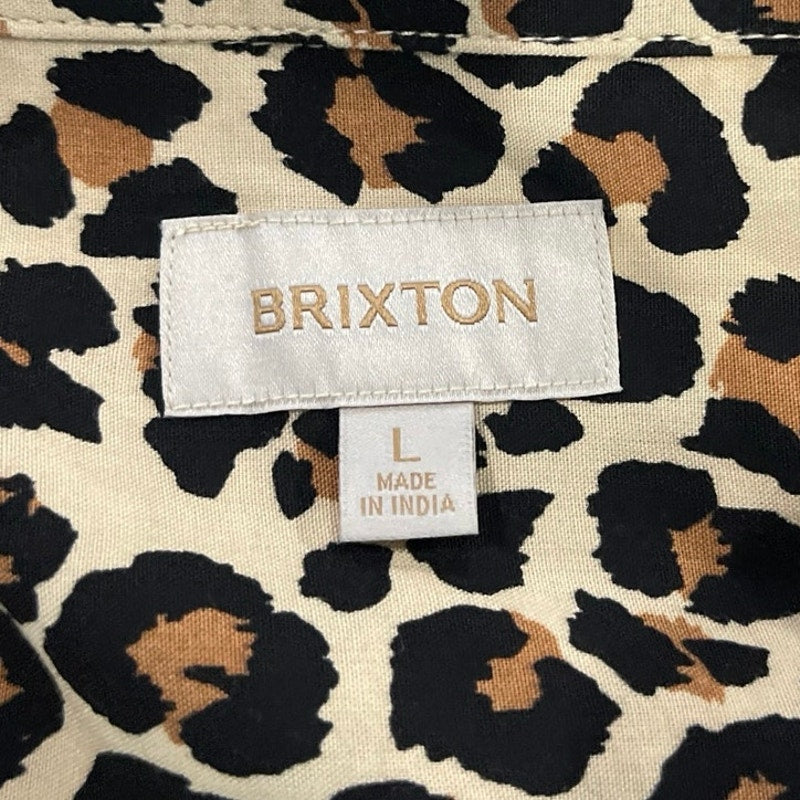 Brixton Animal Print Short Sleeve Button Up Boxy Camp Shirt SZ Large Relaxed Fit