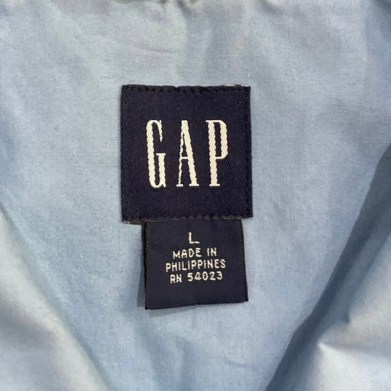 GAP Blue Classic Mid Length Trench Coat SZ L with Bucket Hat VTG Y2K Minimalist