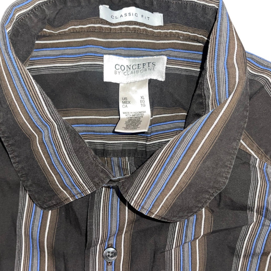 Concepts by Claiborne Striped Button Down Long Sleeve Shirt