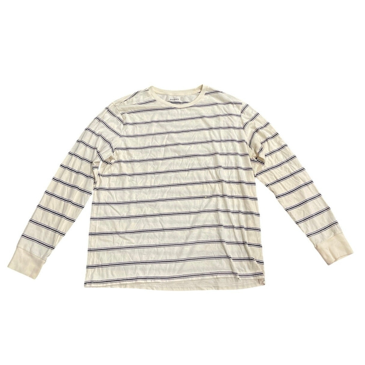 Old Navy Mens Striped Long Sleeve Crewneck Shirt SZ XL Casual Nautical Coastal