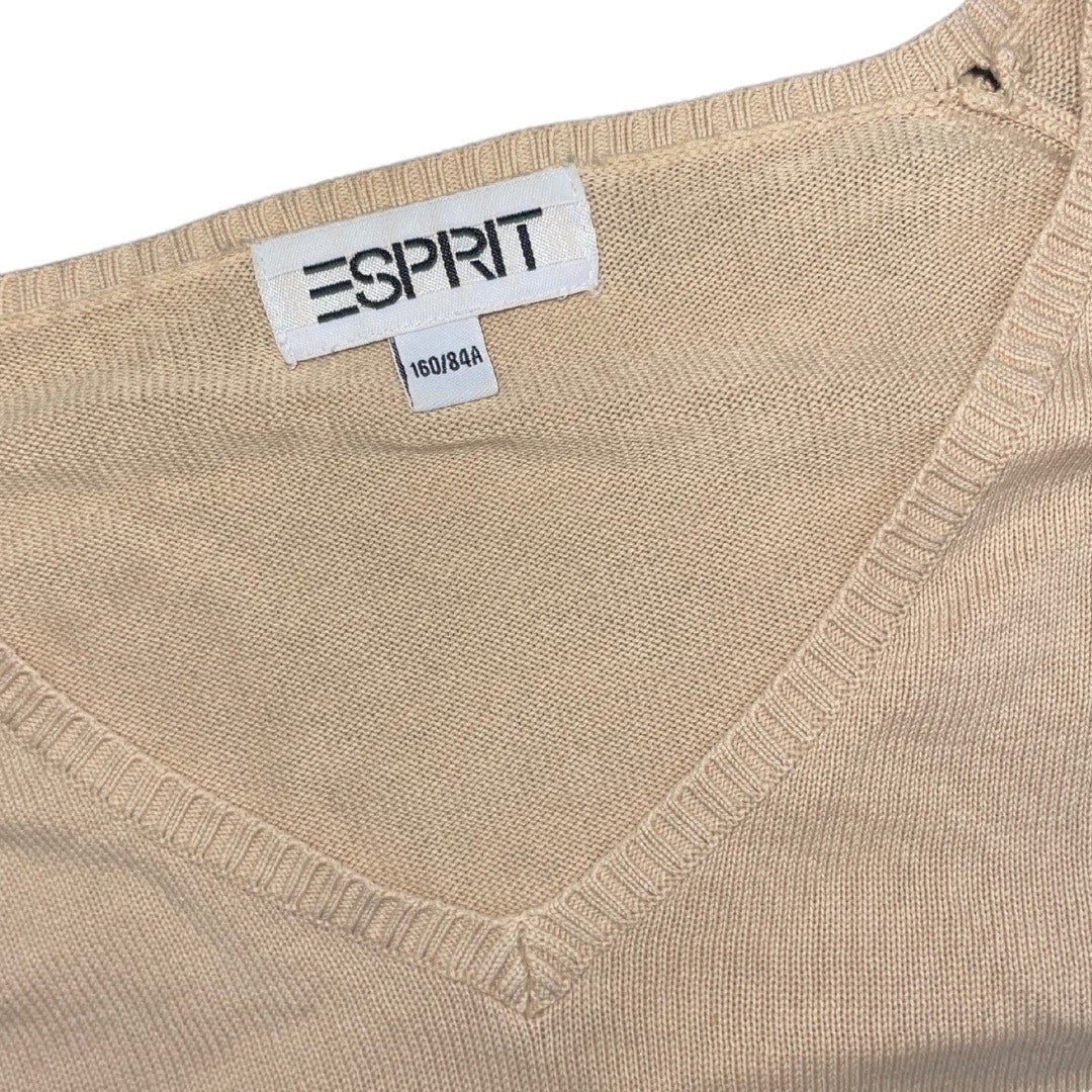 Esprit V-neck Long Sleeve E Patch Sweater Knit Light preppy Size Small