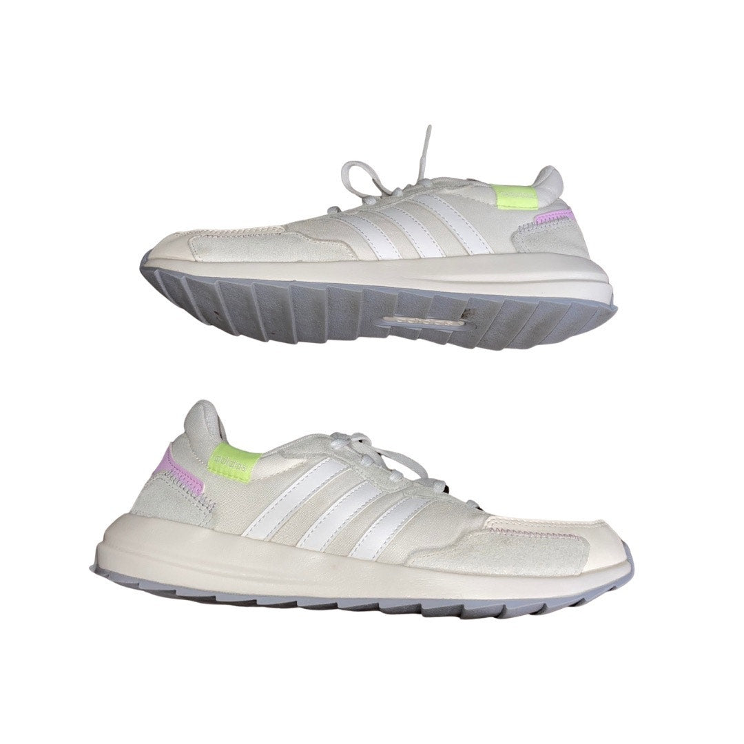 Adidas Women Retrorun Size 8 White Running Shoes Athletic Sneakers Comfort