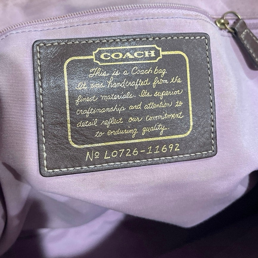 Coach Signature Khaki Brown Canvas Jacquard Hampton Tote Shoulder Bag Y2K